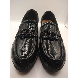 Clarks Collection Womens Size 11 M Black Patent Leather Loafers With Chain Detai